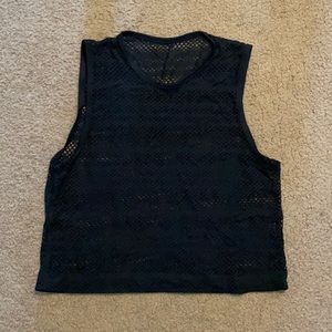 Black mesh Lululemon muscle tank